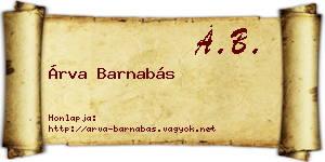 Árva Barnabás névjegykártya