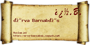 Árva Barnabás névjegykártya